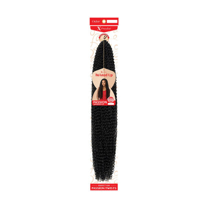 OUTRE kinky passion twist hair extensions in black braided style perfect for passion twists