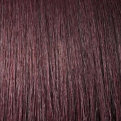 Close up of burgundy synthetic kinky passion twist hair extensions by OUTRE braid product