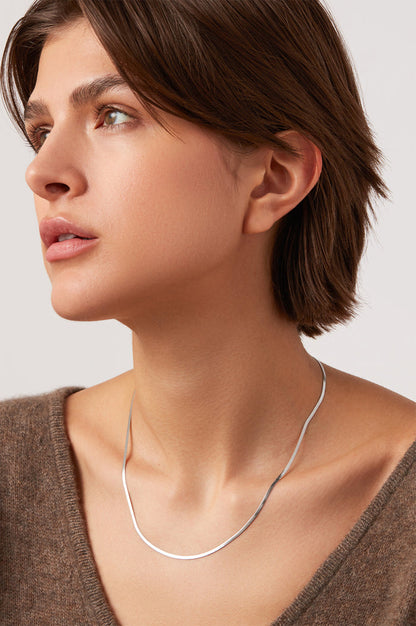 Zeina Slim Silver Chain Necklace