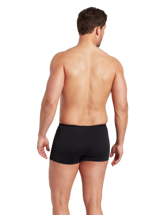 Zoggs Cottesloe Hip Racer black briefs with stretchy fabric and elastic waistband