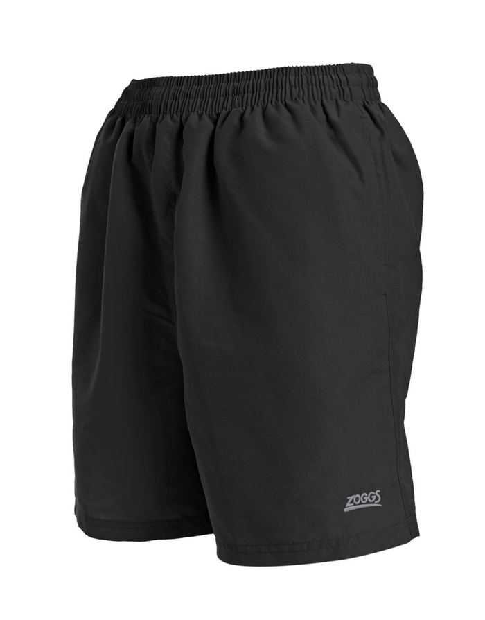 Black Zoggs Penrith 17 inch shorts with elastic waistband, mesh lining and logo