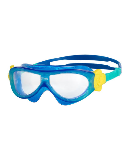 Blue and yellow Zoggs Phantom Kids Mask goggles for children aged 2-6yrs