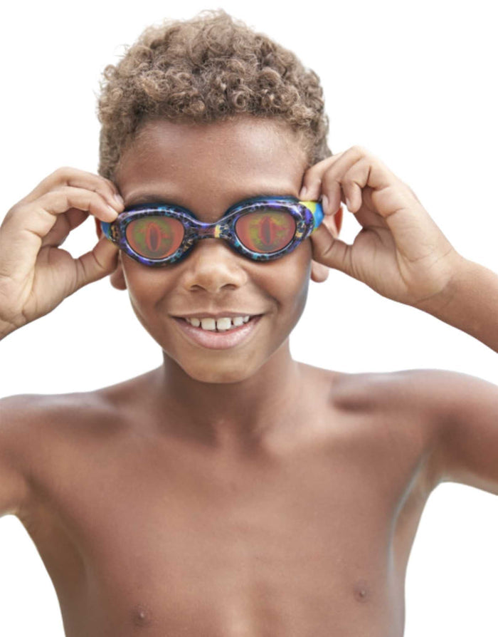 Zoggs Sea Demon junior goggles in blue black speckled design