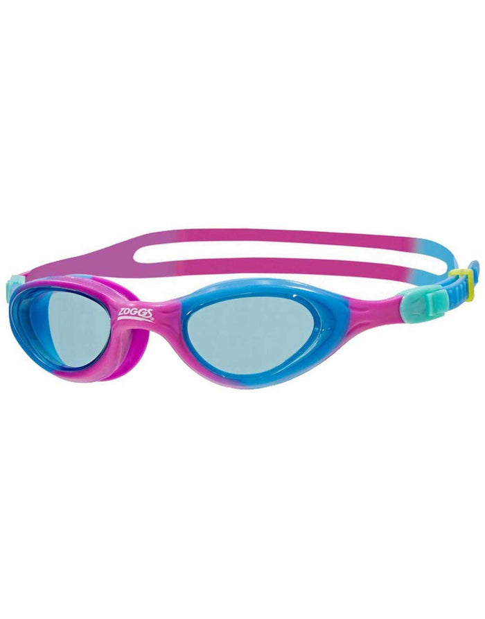Zoggs Super Seal Junior tinted lens swim goggles in blue and pink silicone
